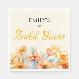 Servilleta De Papel Naranja de acuarela Poppy Bloom ducha de novia