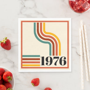 Servilleta De Papel naranja de afiches vintage de rayas retro de 1976