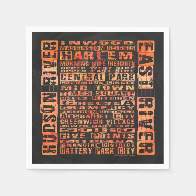 Servilleta De Papel Naranja de Barrios de Nueva York (Anverso)