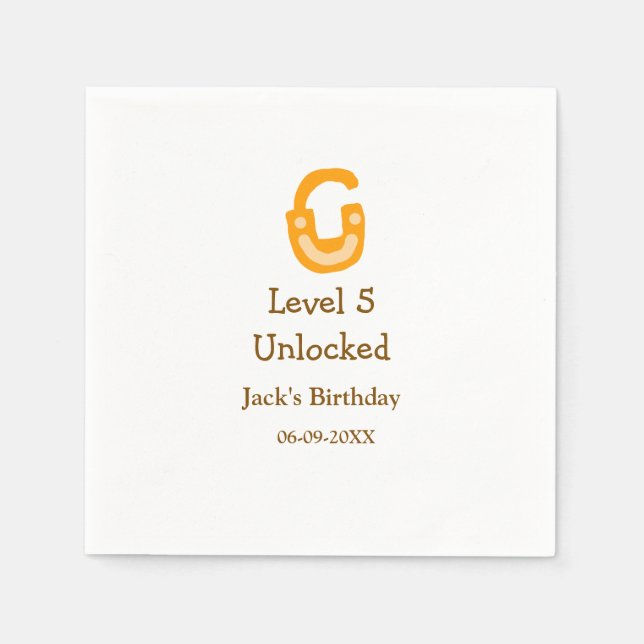Servilleta De Papel Naranja de bloqueo desbloqueado de nivel 5 feliz c (Anverso)