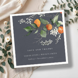 Servilleta De Papel Naranja de Boho Navy Blossom Bodas botánicos Napki
