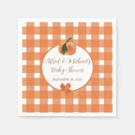 Servilleta De Papel Naranja de calabaza Gingham Fall Baby Shower