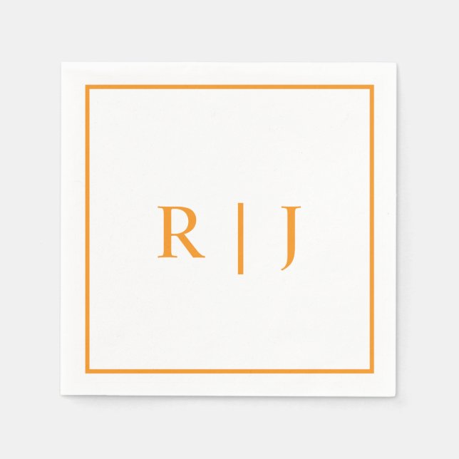 Servilleta De Papel Naranja de calabaza Monogramas Boda otoño (Anverso)