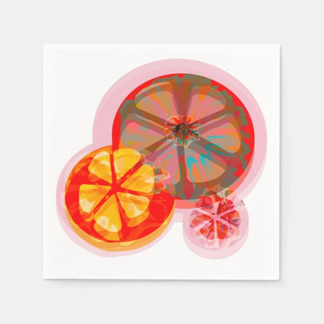 Servilleta De Papel Naranja de cítricos de verano de acuarela (Anverso)