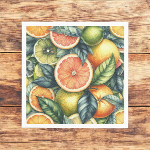 Servilleta De Papel Naranja de cítricos Limón Fresco y Verano Verde Am