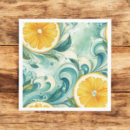 Servilleta De Papel Naranja de cítricos Limón Fresco y Verano Verde Am