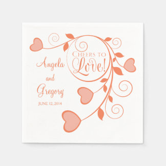 Servilleta De Papel Naranja de coral vitorea blanco para amar a Boda d