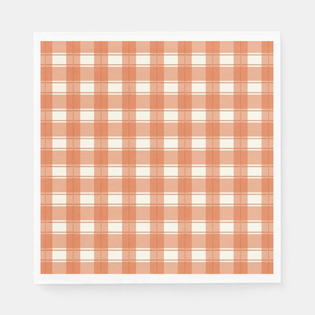 Servilleta De Papel Naranja de Gingham sin tiempo (Anverso)