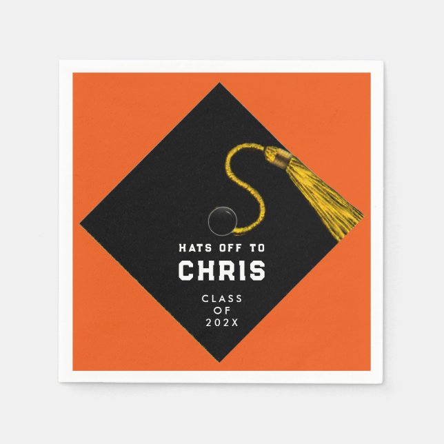Servilleta De Papel Naranja de Graduación 2025 (Anverso)