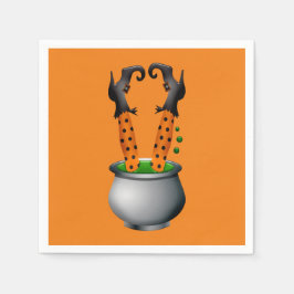 Servilleta De Papel Naranja de Halloween linda bruja graciosa