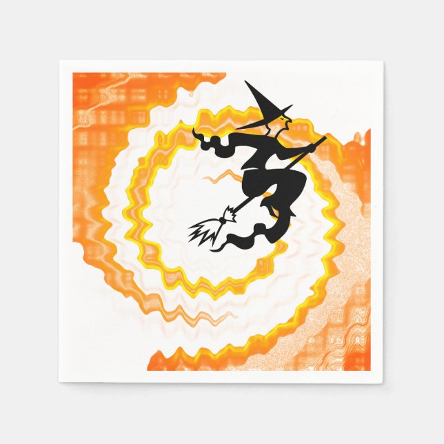 Servilleta De Papel Naranja de Halloween volando hechizo mágico divert (Anverso)