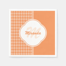 Naranja de moda Monograma y nombre Houndstoth