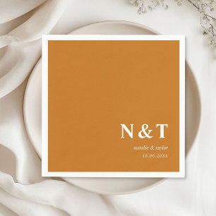 Servilleta De Papel naranja de monograma marrón