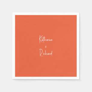 Servilleta De Papel Naranja de nombres de script Boda Cocktail Napkins