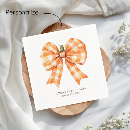 Servilleta De Papel Naranja de otoño Coquette Bow Baby Shower
