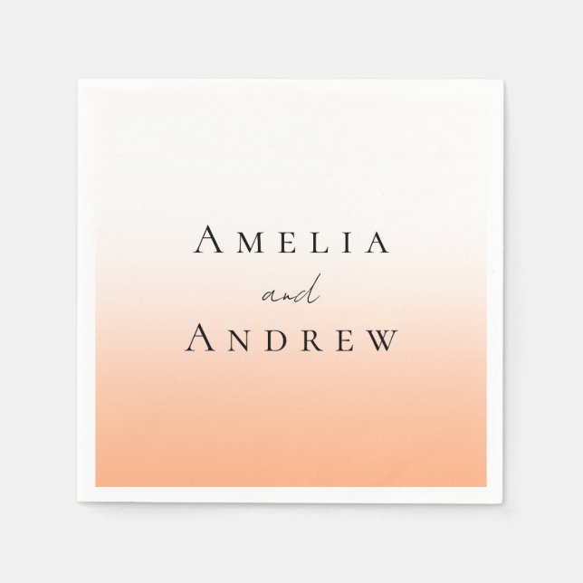 Servilleta De Papel Naranja de Peach Fuzz Boda elegante moderno (Anverso)