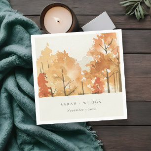 Servilleta De Papel Naranja de roya Boda del árbol de otoño amarillo