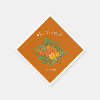 Servilleta De Papel Naranja de roya Boda Vintage Floral