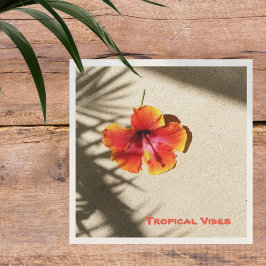 Servilleta De Papel Naranja de Vibes Tropicales Hibiscus Flower Napkin