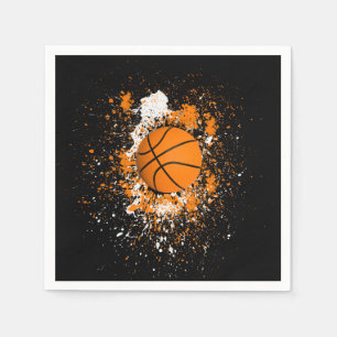 Servilleta De Papel Naranja del baloncesto Grunge Paint Splatt - Negro