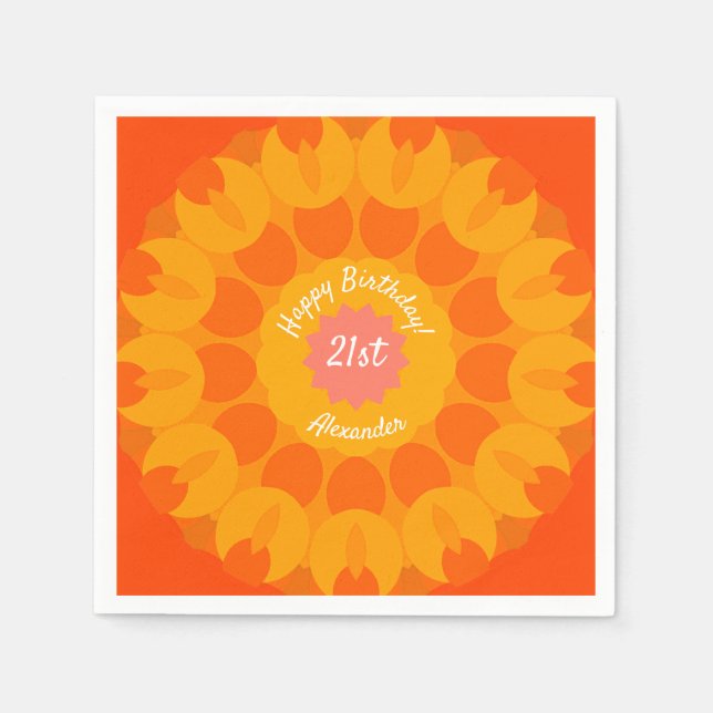 Servilleta De Papel Naranja Delight Kaleidoscope Napkins (Anverso)