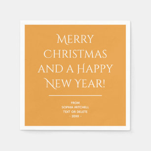 Servilleta De Papel Naranja Dorado tradicional Merry Nochebuena
