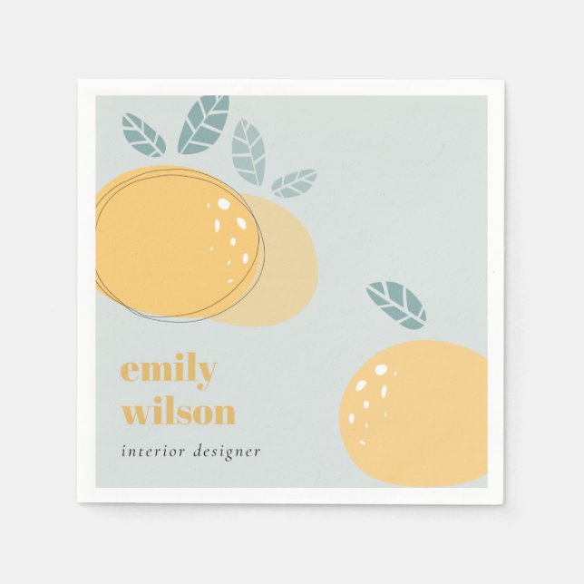 Servilleta De Papel Naranja Dusky Blue Cute Resumen Cítricos de Fruto  (Anverso)