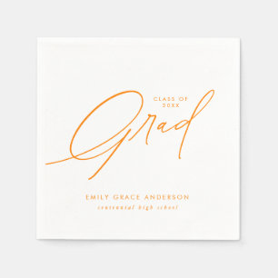 Servilleta De Papel Naranja Elegante Escritura Caligráfica Graduación