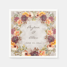 Servilleta De Papel Naranja elegante otoño borgoña Boda