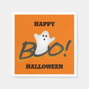Servilleta De Papel Naranja Feliz Halloween Fantasma Lindo Palabra BOO