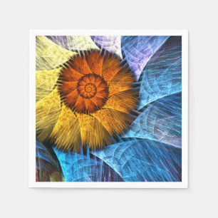 Servilleta De Papel Naranja floral Azul amarillo abstracto arte