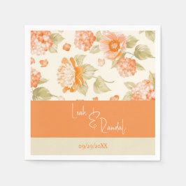 Servilleta De Papel Naranja Floral Boda Papel Cocktail Napkins