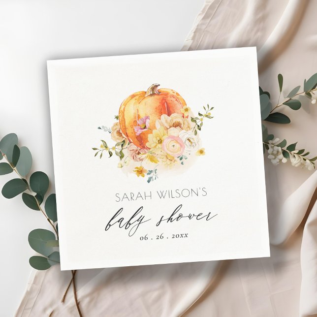Servilleta De Papel Naranja floral cutáneo Calabaza otoñal Baby Shower (Subido por el creador)