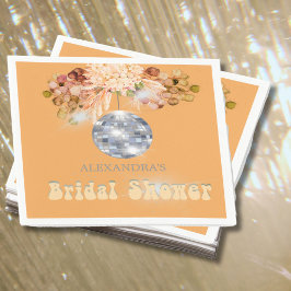 Servilleta De Papel Naranja floral Disco Ball Bridal Shower