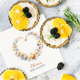 Servilleta De Papel Naranja Floral Heart Baby Shower