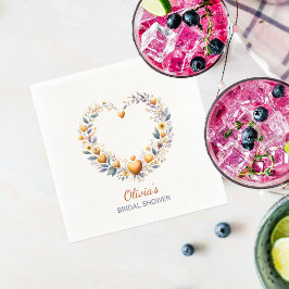 Servilleta De Papel Naranja Floral Heart Bridal Shower