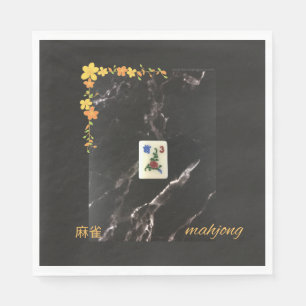 Servilleta De Papel Naranja floral mahjong napkin