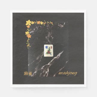 Servilleta De Papel Naranja floral mahjong napkin