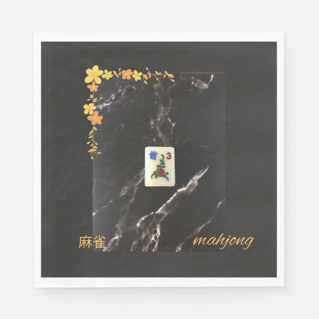 Servilleta De Papel Naranja floral mahjong napkin (Anverso)