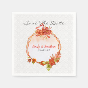 Servilleta De Papel Naranja Floral Wreath
