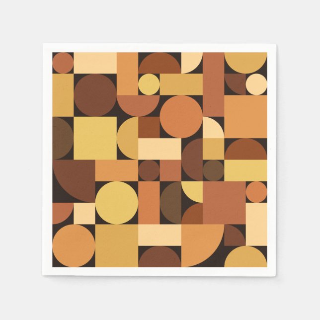 Servilleta De Papel Naranja geométrico moderno de mediados de siglo (Anverso)