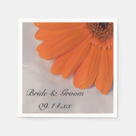 Servilleta De Papel Naranja Gerber Daisy y Boda satinado blanco