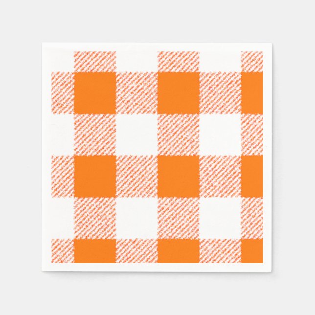 Servilleta De Papel Naranja Gingham Check Pattern (Anverso)