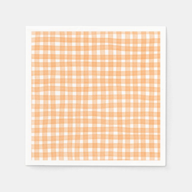 Servilleta De Papel Naranja Gingham Fall (Anverso)