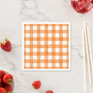 Servilleta De Papel Naranja Gingham Fall Fiesta