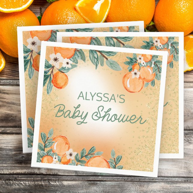 Servilleta De Papel Naranja Green Boy Chica Citrus Fruit Baby Shower (Subido por el creador)