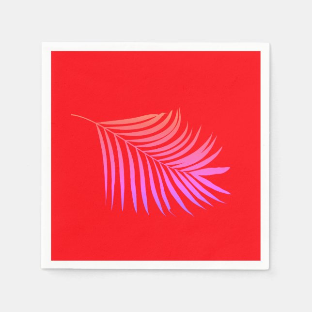 Servilleta De Papel Naranja Hoja de Palma Rosa Cumpleaños Graduación B (Anverso)