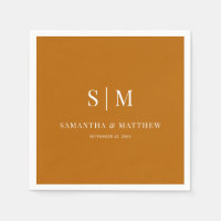Naranja Iniciales De Pareja Simple Boda Caída