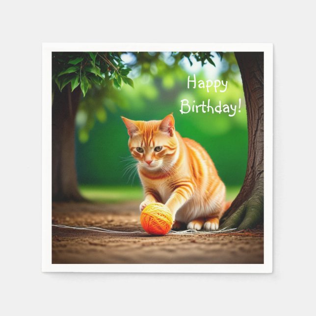 Servilleta De Papel Naranja Kitty (Anverso)