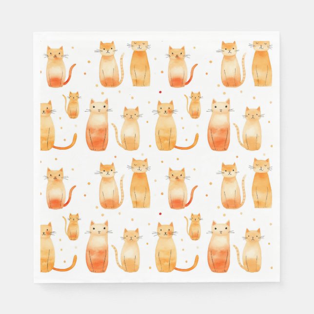 Servilleta De Papel Naranja Kitty Cats (Anverso)